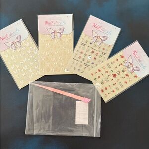 Butterfly and Floral Nail Decals Set